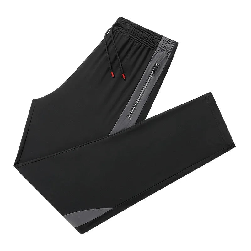 2024 Sports Pants Men's Thin Summer Ice Silk Casual Pants Loose Straight Tube Quick Drying Elastic Oversized Sports Pants gym
