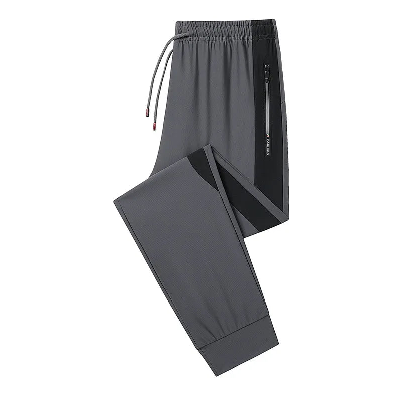 2024 Sports Pants Men's Thin Summer Ice Silk Casual Pants Loose Straight Tube Quick Drying Elastic Oversized Sports Pants gym