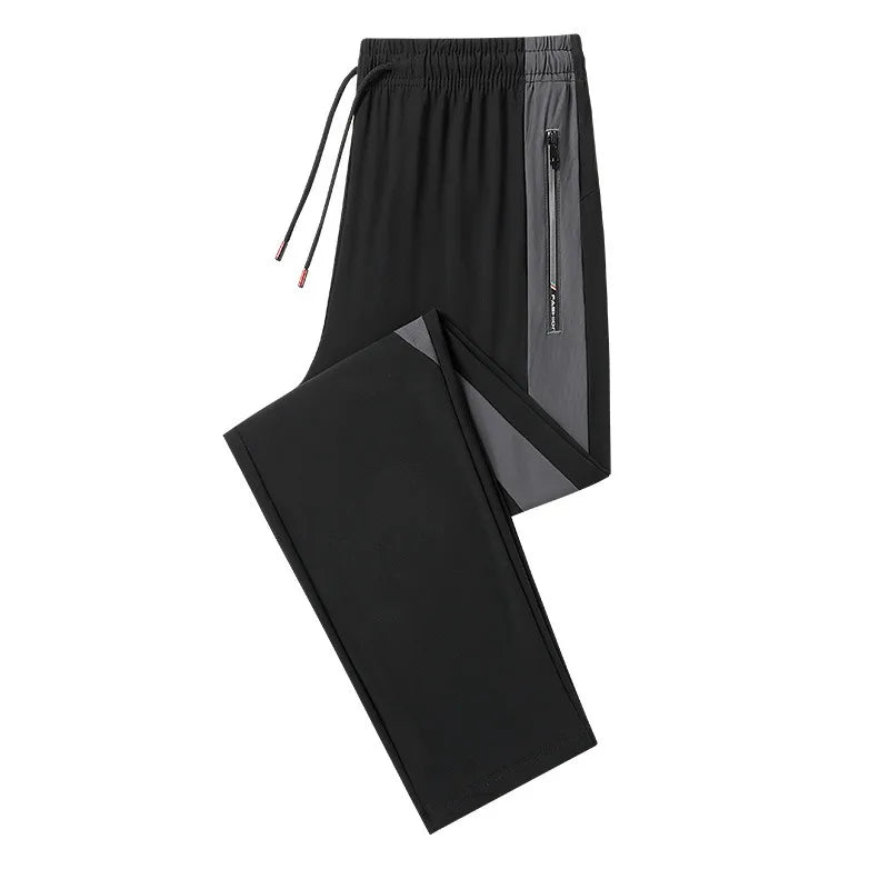 2024 Sports Pants Men's Thin Summer Ice Silk Casual Pants Loose Straight Tube Quick Drying Elastic Oversized Sports Pants gym
