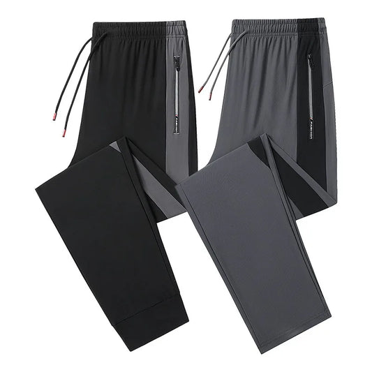 2024 Sports Pants Men's Thin Summer Ice Silk Casual Pants Loose Straight Tube Quick Drying Elastic Oversized Sports Pants gym